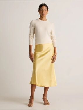 Quince Silk Skirt Midi in Yellow